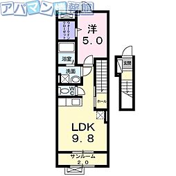 サンドヒル 1LDKの間取図画像
