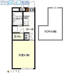 シェモア横越 1Kの間取図画像