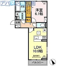 エルフォルク 1LDKの間取図画像