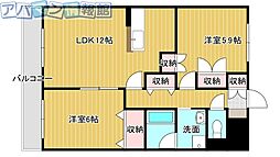 ローズヴィラ 2LDKの間取図画像