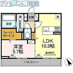 エルフォルク 1LDKの間取図画像