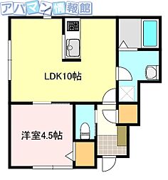ルーチェI 1LDKの間取図画像