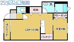 プルミエールメゾン 1階1LDKの間取り