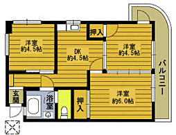 高瀬屋マンション 3Kの間取図画像
