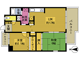 ミラコスタ宮島 1階2LDKの間取り