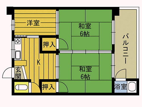 藤内コーポ 201｜大分県別府市石垣西２丁目(賃貸マンション2DK・2階・38.76㎡)の写真 その2