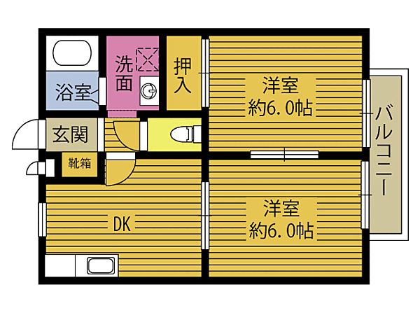 アロ－石垣Ｂ 201｜大分県別府市石垣西４丁目(賃貸アパート2DK・2階・40.90㎡)の写真 その2