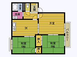 メゾンボザール C101 1階3DKの間取り