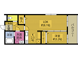 仮称)吉弘神社アパート新築工事 1LDKの間取図画像