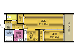仮称)吉弘神社アパート新築工事 1LDKの間取図画像