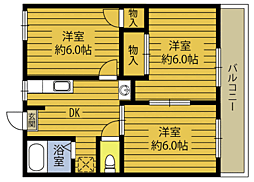 フォーブルたかきB 3DKの間取図画像