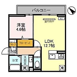 蕨市錦町4丁目アパート 1LDKの間取図画像