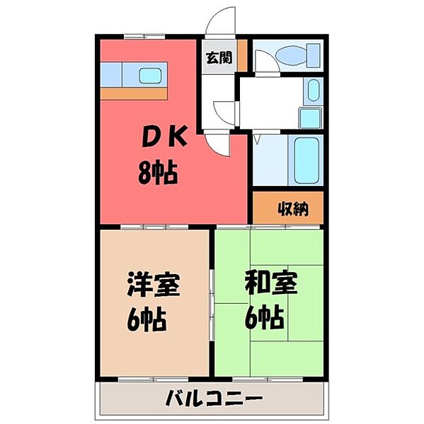 プラチナパレス宇都宮 ｜栃木県宇都宮市滝の原3丁目(賃貸マンション2DK・4階・47.77㎡)の写真 その2