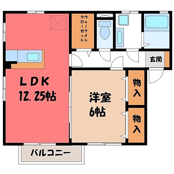 ウィルモア霞 A ｜栃木県宇都宮市鶴田町(賃貸アパート1LDK・2階・47.70㎡)の写真 その2