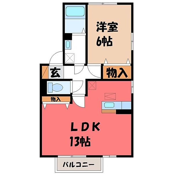 メゾン・ド・フローレンス A ｜栃木県宇都宮市下川俣町(賃貸アパート1LDK・1階・45.42㎡)の写真 その2