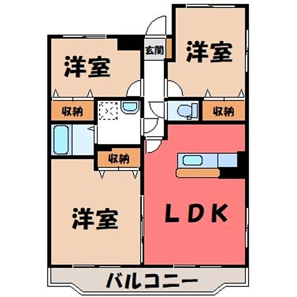 Y＆Mアグリザード II ｜栃木県下野市柴(賃貸マンション3LDK・3階・72.07㎡)の写真 その2