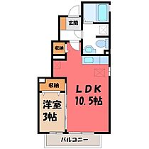 栃木県宇都宮市五代1丁目（賃貸アパート1LDK・1階・34.48㎡） その2