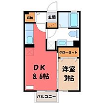 ニュービラーズ  ｜ 栃木県宇都宮市駒生町（賃貸アパート1DK・2階・29.44㎡） その2