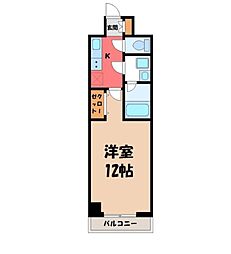 宇都宮芳賀ライトレール線 東宿郷駅 徒歩4分の賃貸マンション 7階1Kの間取り