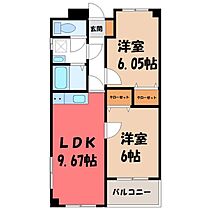 栃木県宇都宮市雀の宮5丁目（賃貸マンション2LDK・3階・52.65㎡） その2