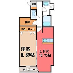 宇都宮芳賀ライトレール線 東宿郷駅 徒歩9分の賃貸マンション 5階1LDKの間取り