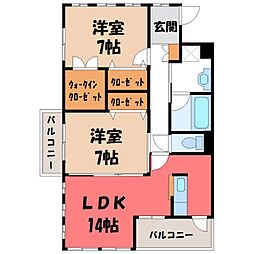 ベルフォート 2LDKの間取図画像