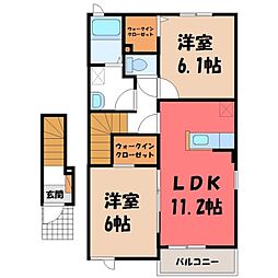 グローバルハイツ3 2LDKの間取図画像