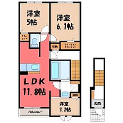 JR東北本線 宇都宮駅 バス30分 宝木団地下車 徒歩8分 2階/-