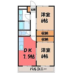 グリーンプラザ 2DKの間取図画像