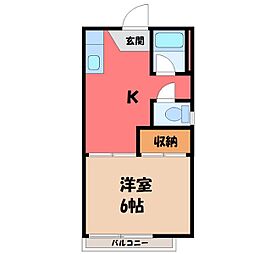 東峰ハイツ 1Kの間取図画像