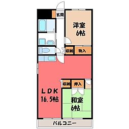 メゾン・ド・ベル滝の原 2LDKの間取図画像