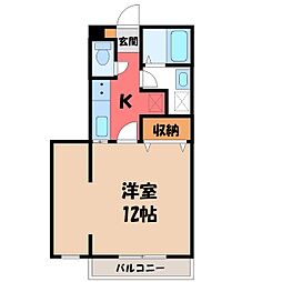 フルハウス峰 1Kの間取図画像