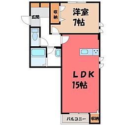 アルカーサB 1LDKの間取図画像