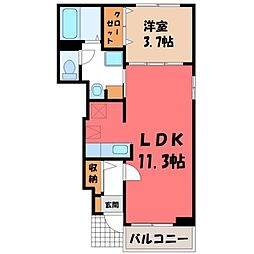 カレントC 1LDKの間取図画像