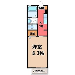 シュヴァリエ 1Kの間取図画像