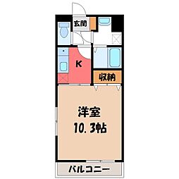 栄マンション 1Kの間取図画像