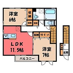 エーデルワイスA 2LDKの間取図画像