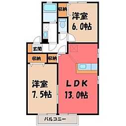 フローラB 2LDKの間取図画像