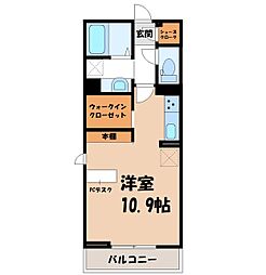 クレセントコート2 ワンルームの間取図画像