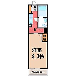 オリュザK 1Kの間取図画像