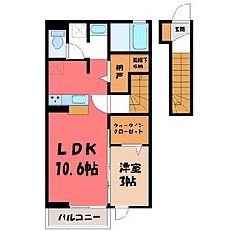 メゾンド・ファルケB 1LDKの間取図画像