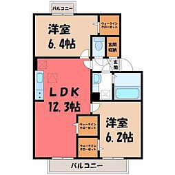 ヤマト学園寮さくら 2LDKの間取図画像