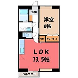 大森ハイツB 1LDKの間取図画像