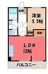 コーポ青柳 1LDKの間取図画像