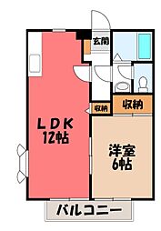 フォレストスクエアB棟 1LDKの間取図画像