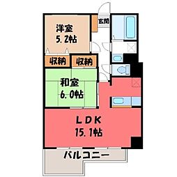 サンポワール宇都宮 2LDKの間取図画像