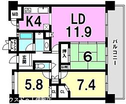 D'クラディア西田 3LDKの間取図画像