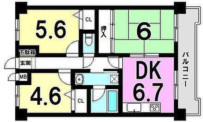 間取り ダイアパレス新照院 3階/-