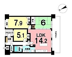 ポレスター西町 3LDKの間取図画像