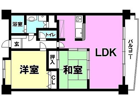 2LDK、東向きバルコニー【専有面積74.20m2】室内程度良好！桜島、錦江湾を一望できる眺め！